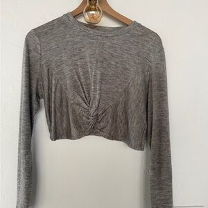 Gray Long Sleeve Knotted Crop Top by PacSun